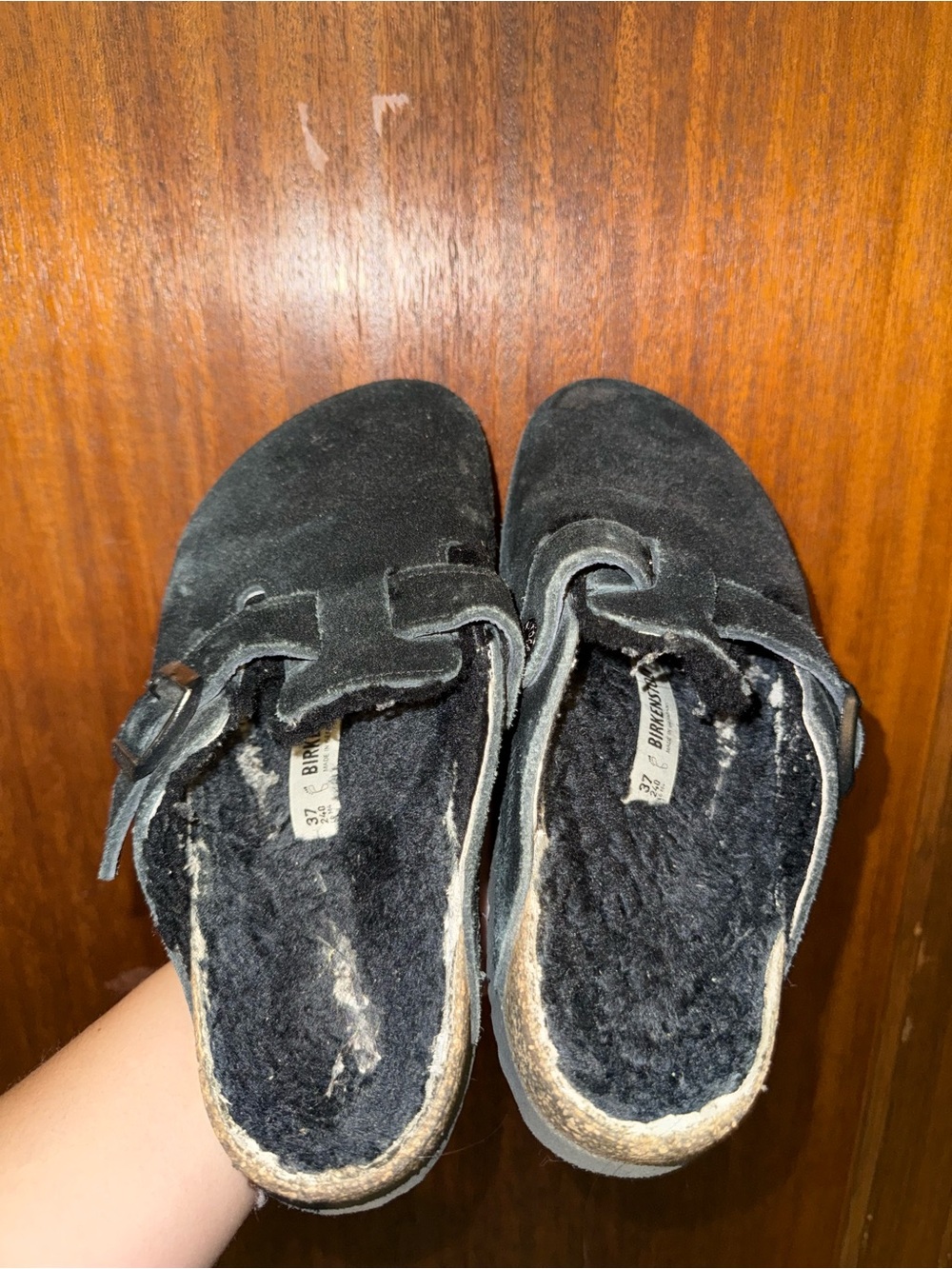 Birkenstock Black Shearling-Lined Suede Clog